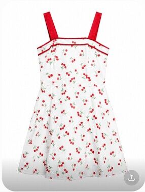 Colori White Cherry Print Fit & Flare Dress Petticoat  Rockabilly Size M